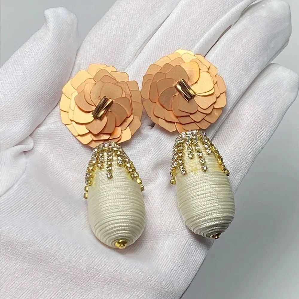 Lizzie Fortunato Le Pavilion Sequin & Crystal Embellished Flower Drop Earrings — image 8 of 8